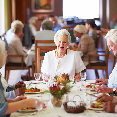 Reminiscing with friends at the dining table